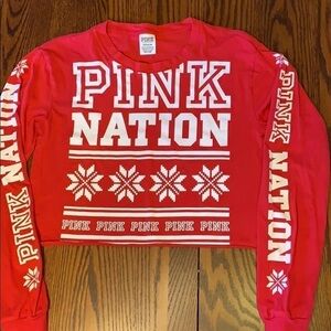 VS PINK Nation Cropped Top - Red